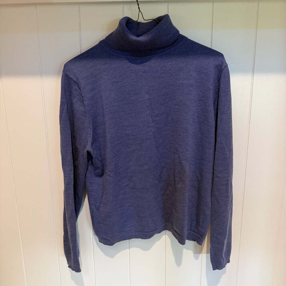 Pendleton 100% Merino Wool Blue Turtleneck Sweater Petite Large